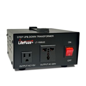 LiteFuze 1500W Step Up/Down Transformer - 110/220 to 220/240 Voltage Converter - LT-1500UD
